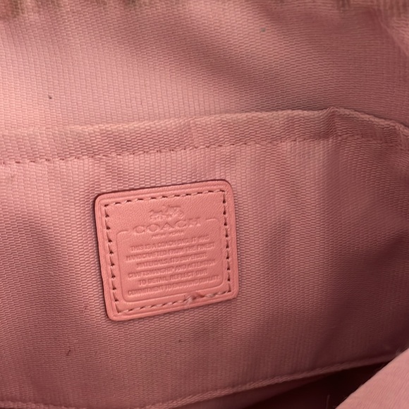 Gently used blush pink leather Coach crossbody bag with silver chain. - Picture 5 of 5